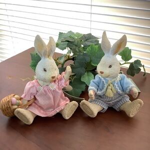 Russ Sweet Delights 6” Bunnies moveable doll figures Easter decor.